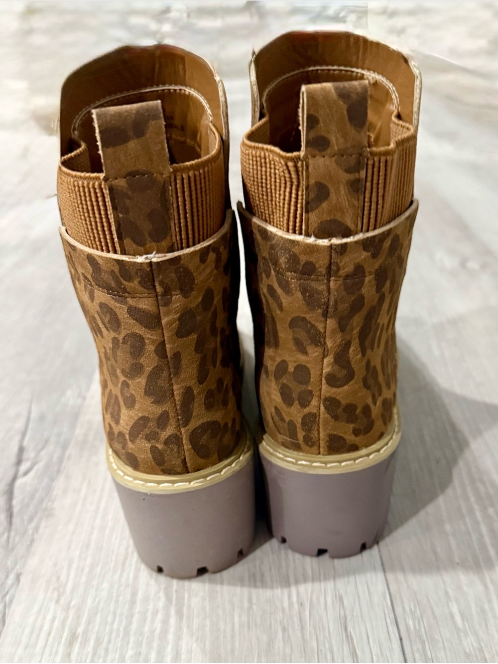 Women’s Corky’s Hey Girl Leopard Print Chelsea Wedge Boots - Brown - Picture 4 of 6